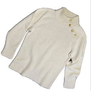 LANVIN wool button neck /ivory/Turtleneck Sweater M